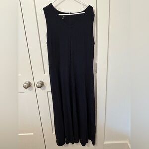 Talbots Navy Blue Jersey Knit V-neck Maxi Dress Size 1X SO COMFY!